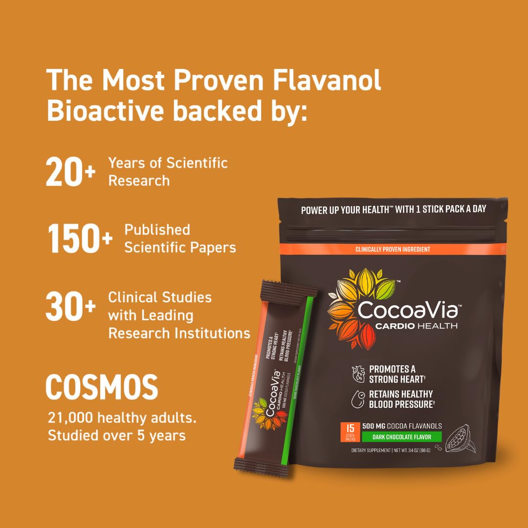 CocoaVia Cardio Health Cocoa Powder, 15 Single Serve Sticks, 500mg Cocoa Flavanols CocoaVia uk supplements