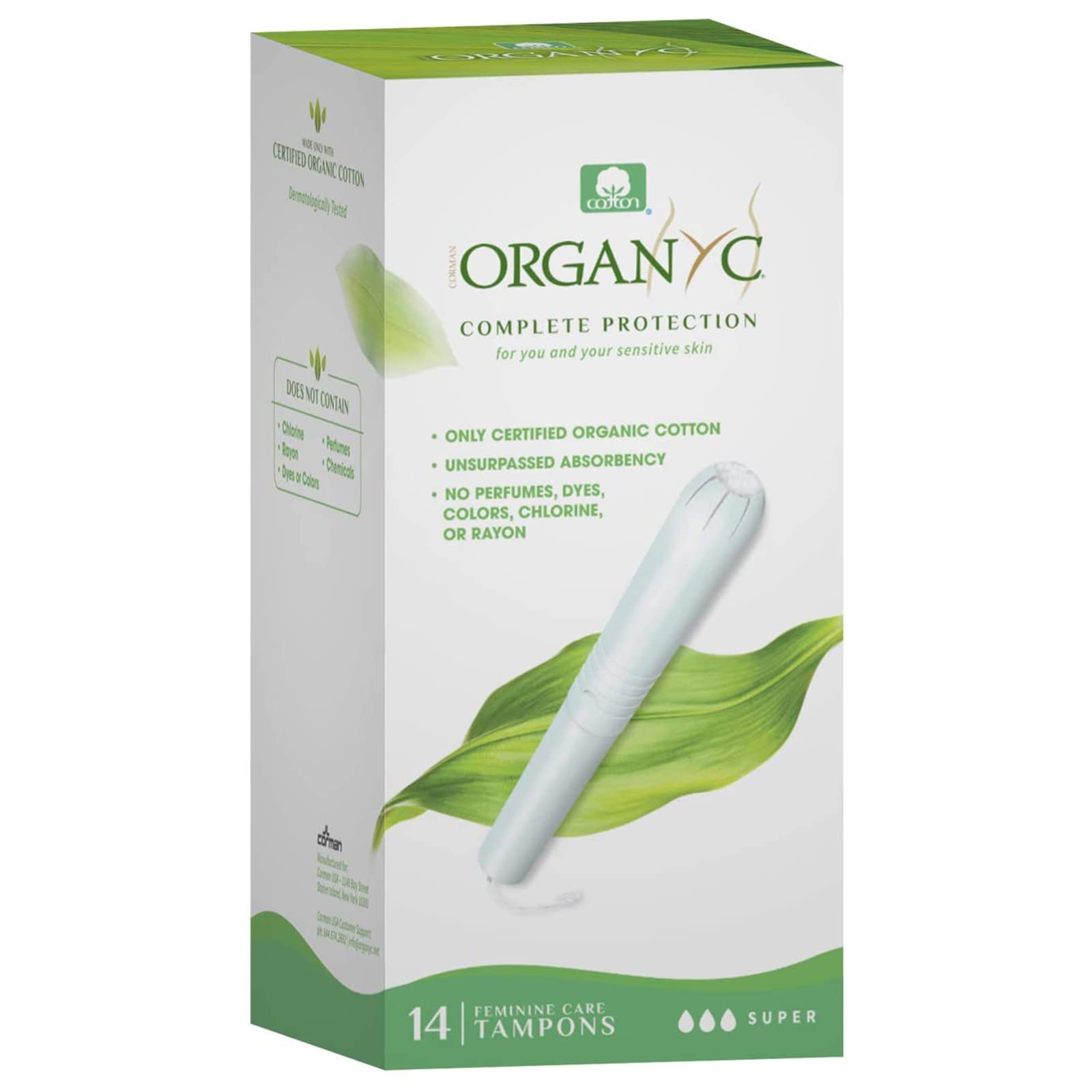 Organyc 100% Certified Organic Cotton Tampons - Cardboard Applicator, Free from Chlorine, Perfumes Organyc uk supplements