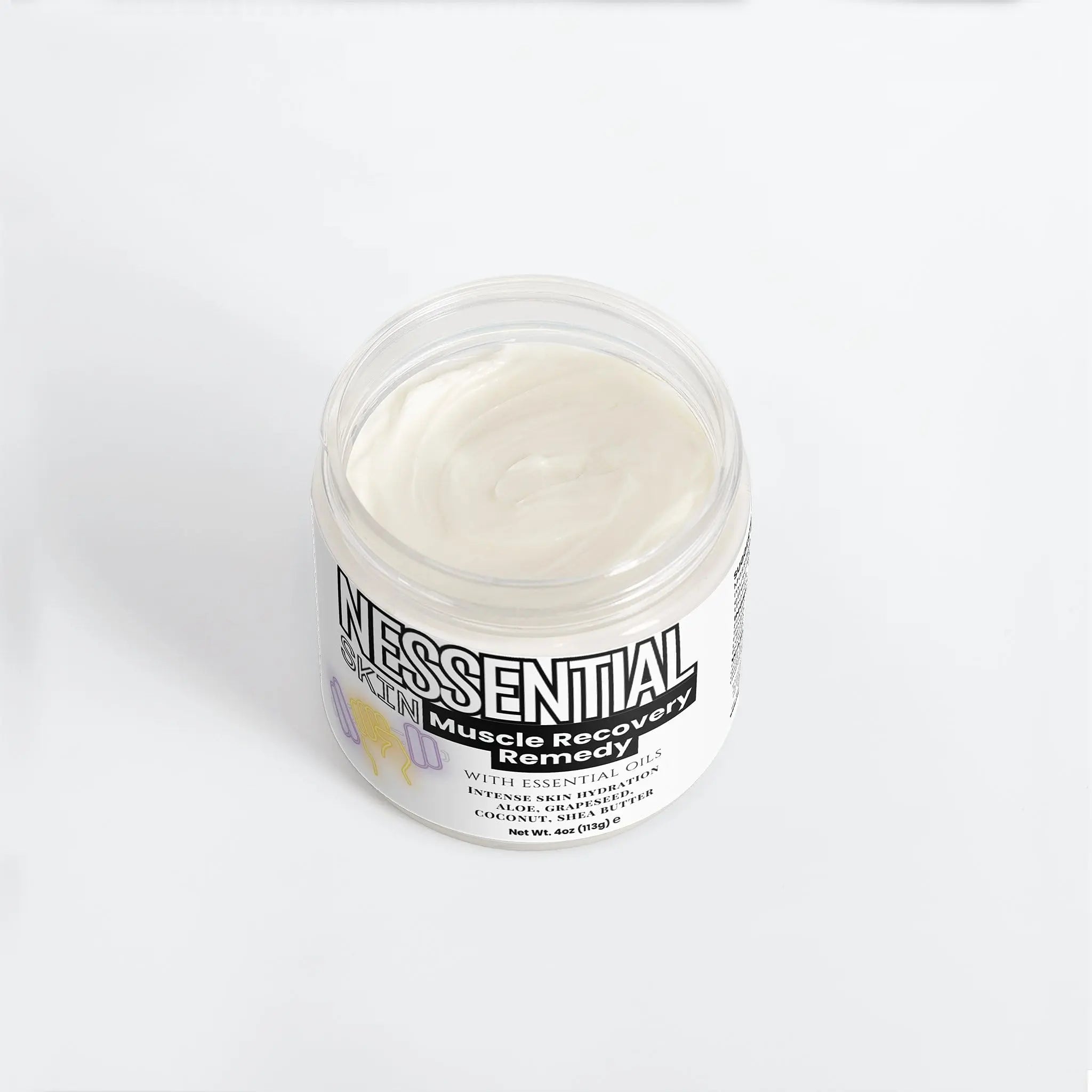 Nessential Skin Muscle Recovery Remedy with Essential Oils, Intense Hydration Cream, Natural Ingredients, Aloe, Grapeseed, Coconut, Shea Butter, 4 oz Nessential Skin uk supplements