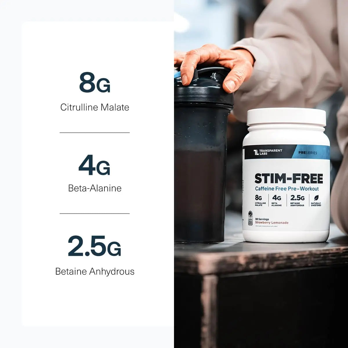 Transparent Labs Stim-Free Pre-Workout - Caffeine & Stim Free Pre Workout Powder for Men and Women with Beta Alanine Powder, Citrulline Malate, & elevATP - 30 Servings, Strawberry Lemonade Transparent Labs uk supplements