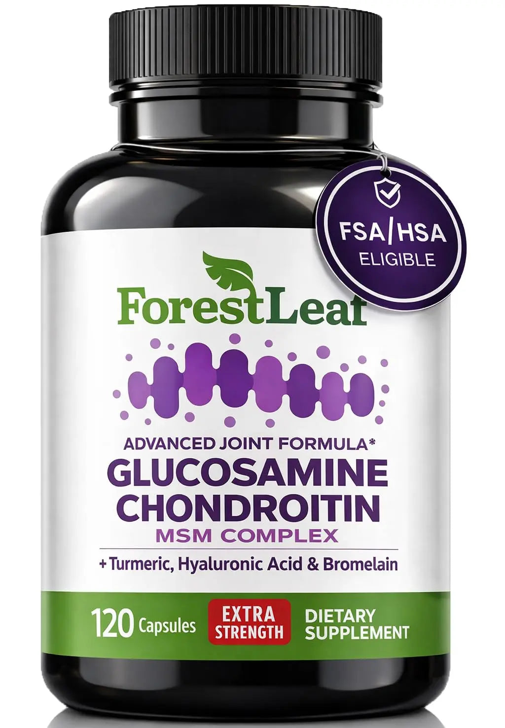 ForestLeaf Glucosamine Chondroitin MSM Joint Supplement Complex - 1200mg - 120 Caps ForestLeaf uk supplements