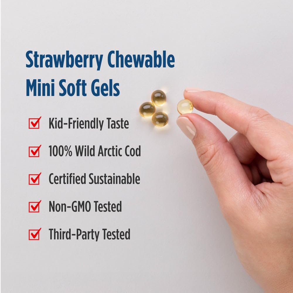 Nordic Naturals Children’s DHA, Strawberry - 120 Mini Chewable Soft Gels for Kids - 250 mg Omega-3 with EPA & DHA - Brain Development & Function - Non-GMO - 30 Servings (Pack of 2) Nordic Naturals uk supplements