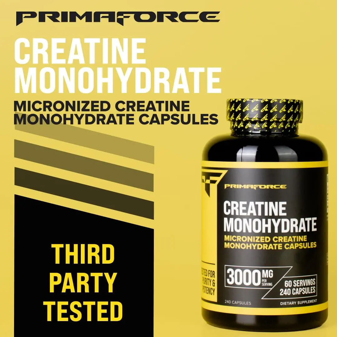 Primaforce Creatine Monohydrate Capsules - 240 Capsules, 3,000mg per Serving, Gluten Free and Non-GMO Primaforce uk supplements