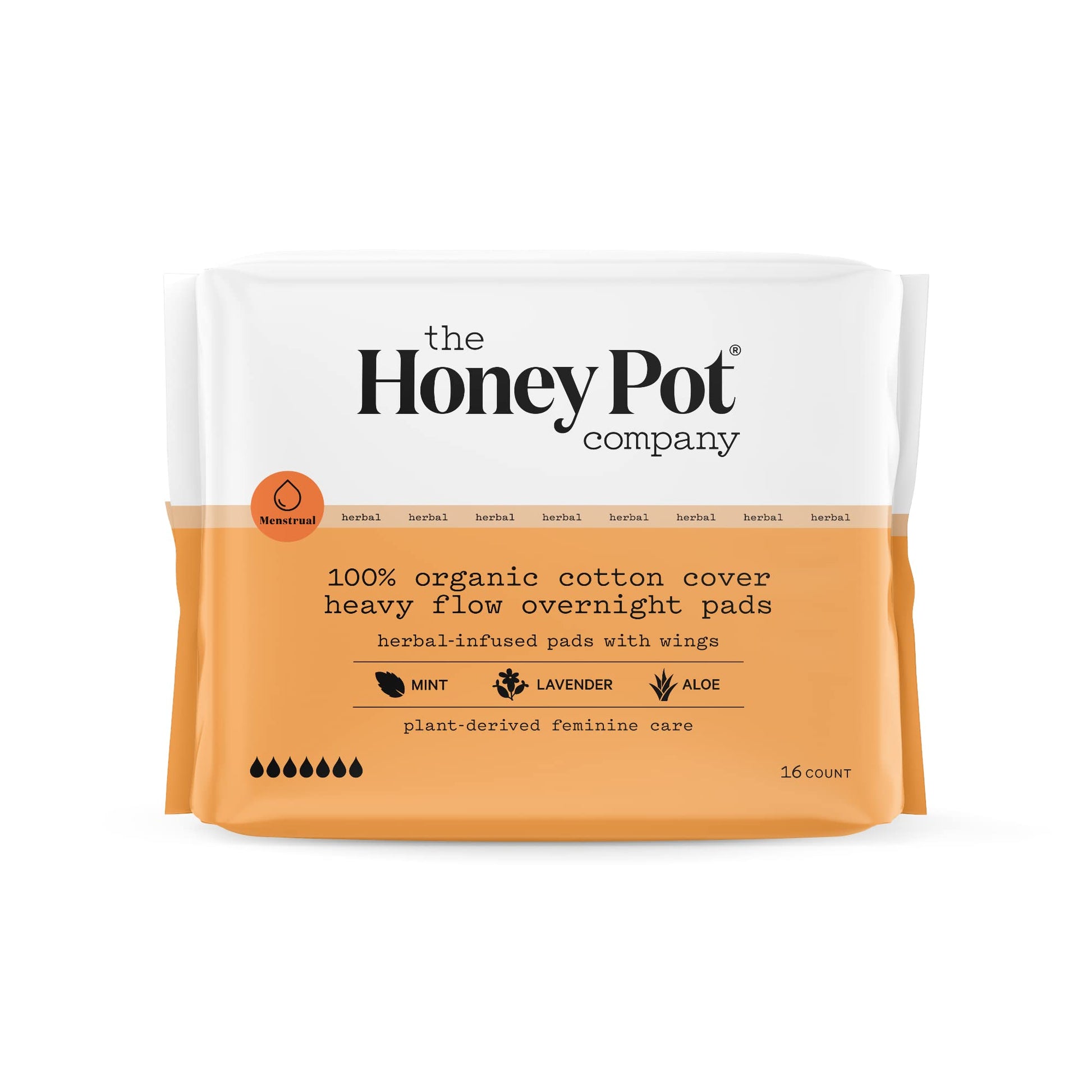 The Honey Pot Company - Herbal Overnight Heavy Flow Pads w/Wings - Organic Pads for Women The Honey Pot Company uk supplements