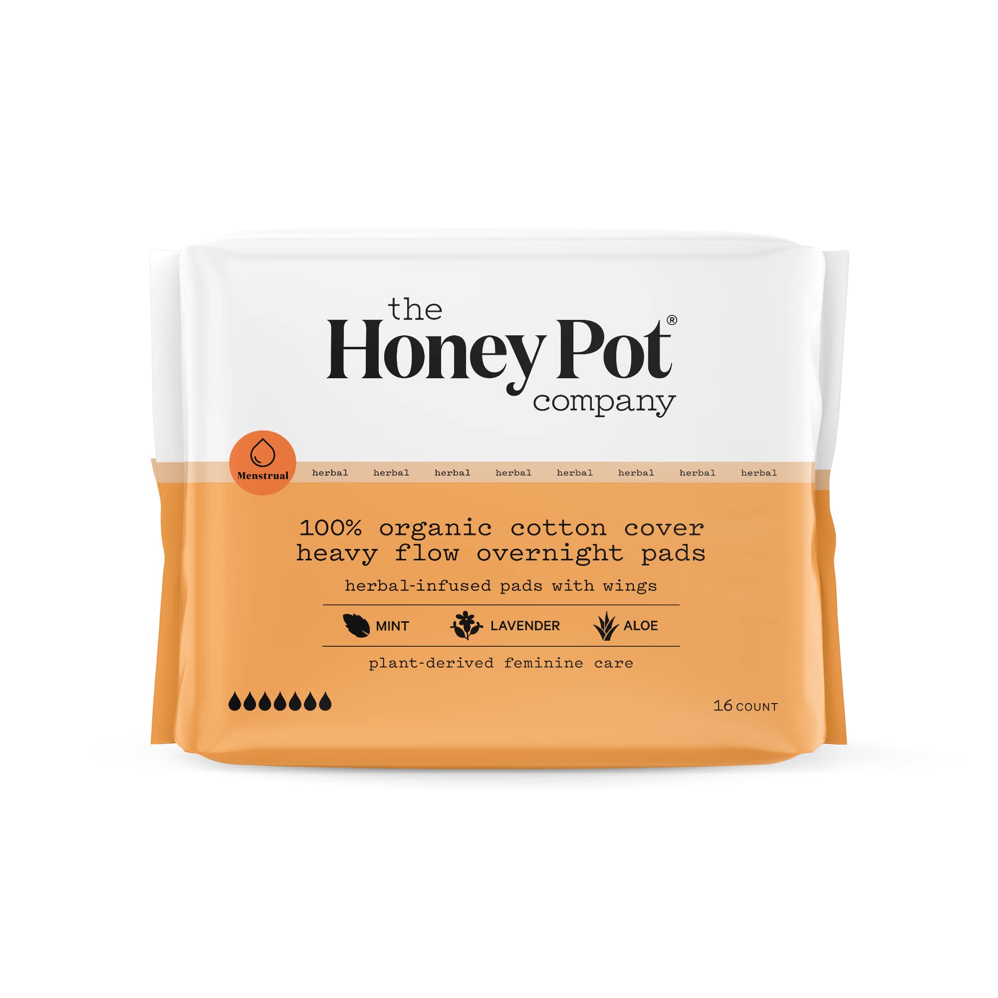 The Honey Pot Company - Herbal Overnight Heavy Flow Pads w/Wings - Organic Pads for Women The Honey Pot Company uk supplements