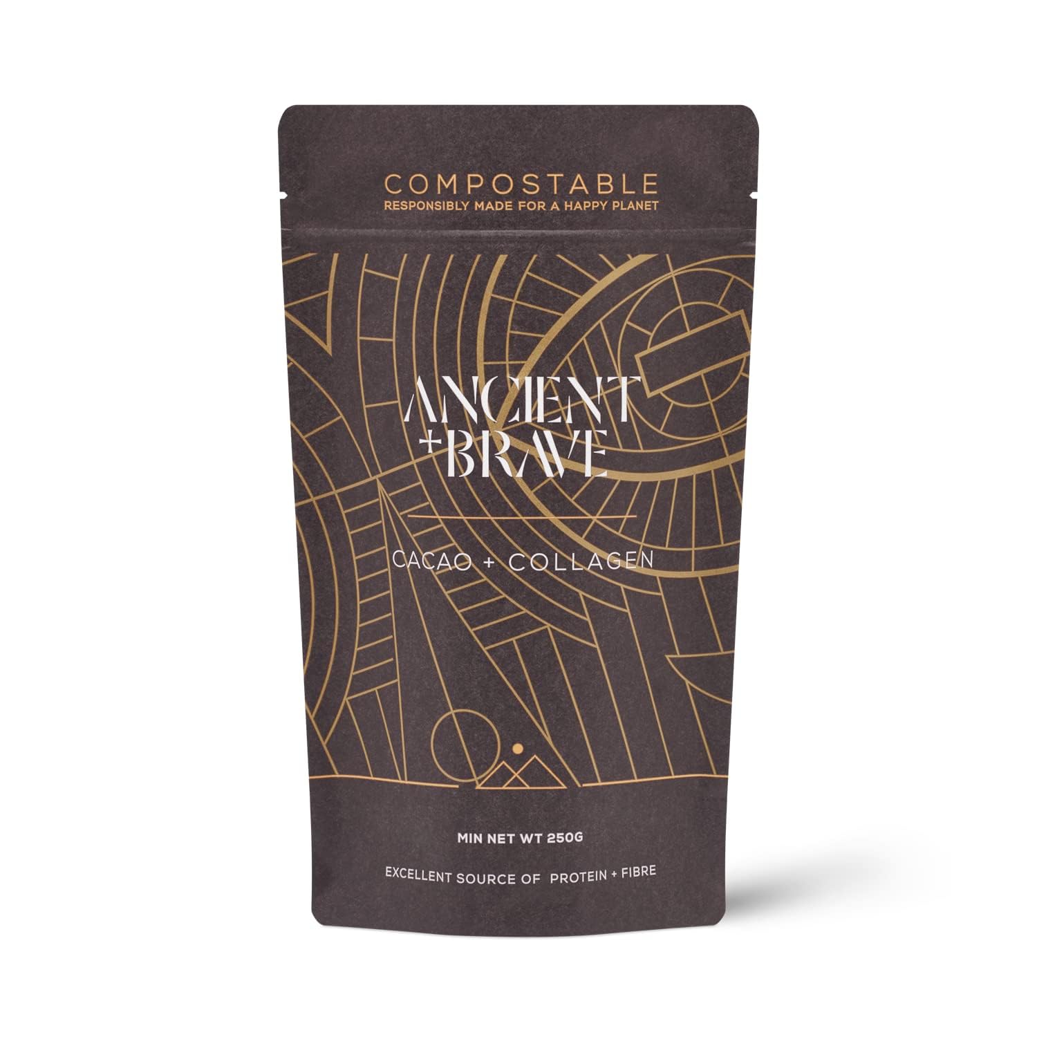 Ancient + Brave - Cacao + Collagen Powder 250g - Peruvian Raw Cacao Hot Chocolate with Grass Ancient + Brave uk supplements