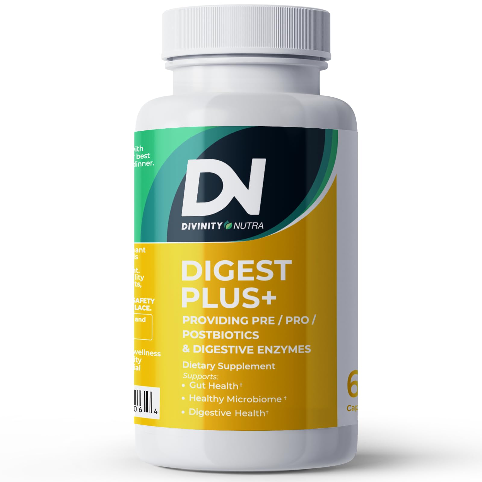 4-in-1 Prebiotic Probiotic & Postbiotic for Women & Men, Complete Gut & Digestive Support Supplement, Pre Post Probiotics & Digestive Enzymes 60 Capsules,Made in USA Divinity Nutra uk supplements