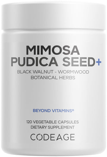 Codeage Organic Mimosa Pudica Seed Capsules - Mimosa Pudica Seeds Supplement - Black Walnut, Cloves, Vidanga, Neem, BioPerine - All in One - Sensitive Plant Pills - Non-GMO & Vegan - 120 Capsules Codeage uk supplements