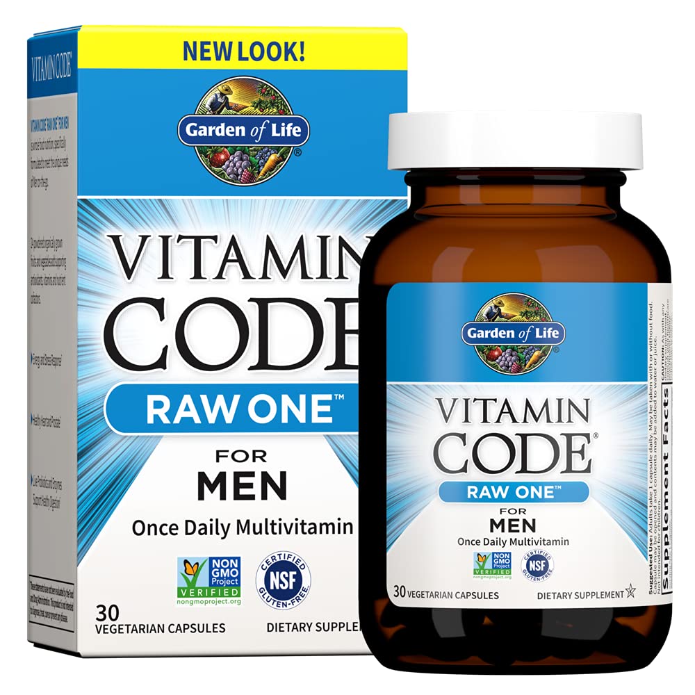 Garden of Life Vitamin Code Raw One Men's Multivitamin with Zinc Supplements for Immune and Skin Health, 30 Capsules Garden of Life uk supplements