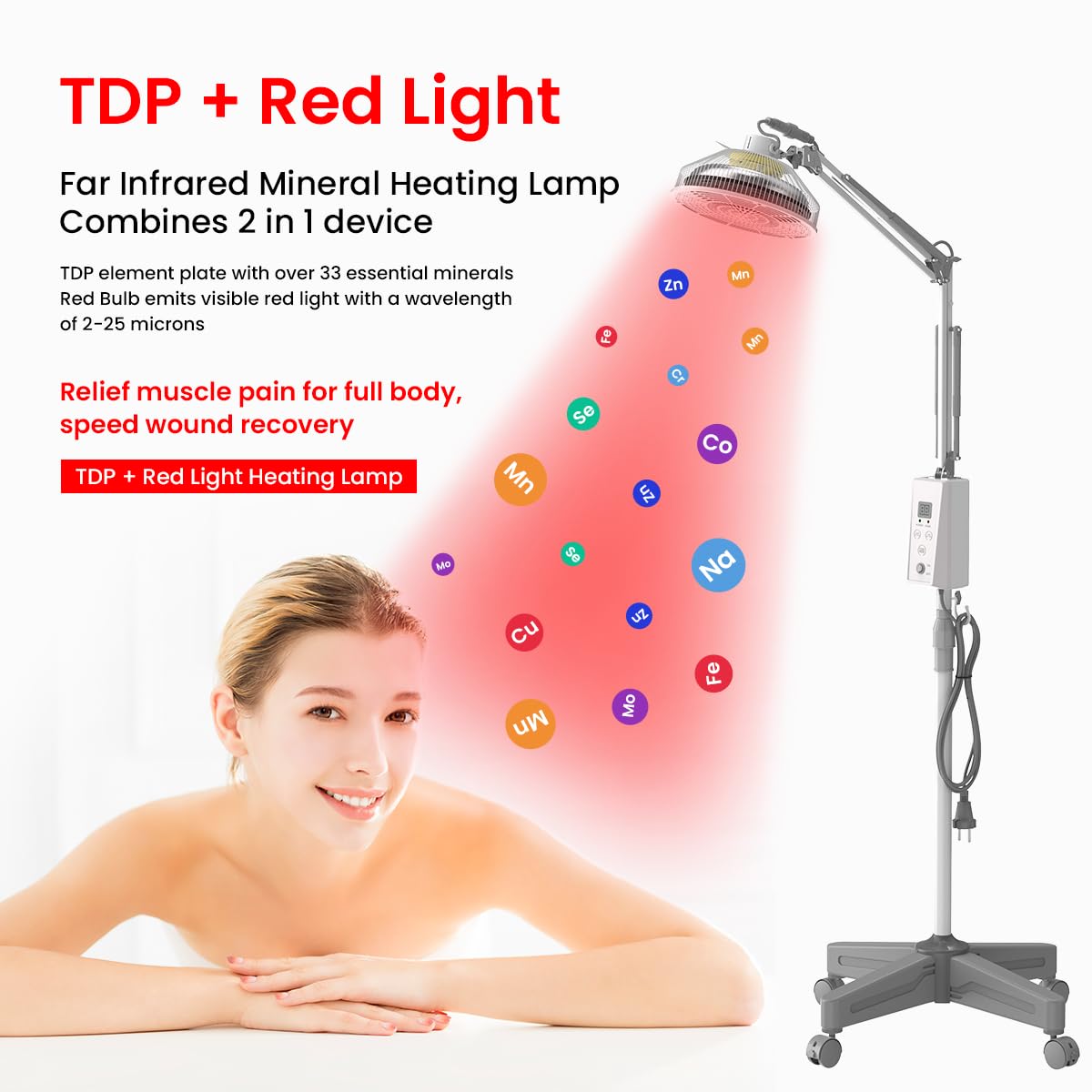 TDP and Infrared Red Light Therapy with Base, 2 in 1 Infrared Heat Lamp Device with 275W Bulb YUNCHI uk supplements
