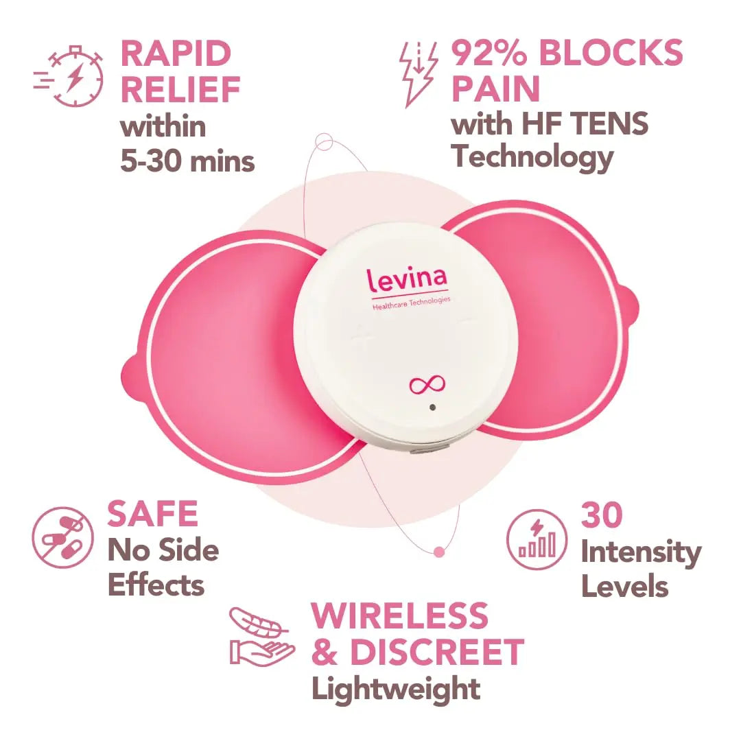 Levina Menstrual Period Relief Device - Wireless TENS Unit and Biocompatible Electrode Pads, Rechargeable, Magnetic Connection, Instant Cramp & PMS Relief, and Drug-Free, FSA HSA Eligible (RS-38) Levina uk supplements