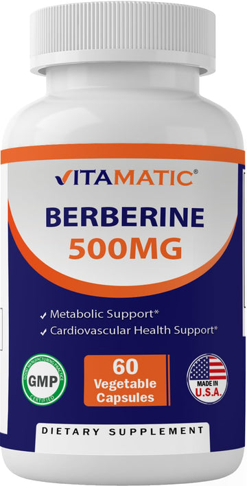 Vitamatic Berberine Supplement 500mg - 60 Vegetable Capsules - Made in The USA Vitamatic uk supplements