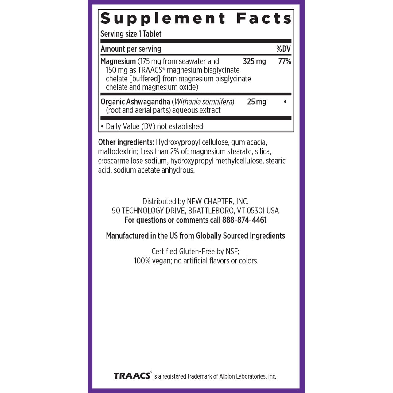New Chapter Magnesium + Ashwagandha Supplement, 325 mg with Magnesium Glycinate for Muscle Relaxation & Recovery, Heart, Nerve & Bone Health, 2.5X Absorption, Non-GMO - 30 ct (1 Month Supply) New Chapter uk supplements