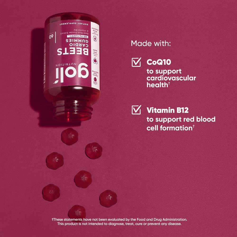 Goli Nutritional Supplement, Beets Cardio Gummy - 60 Count - CoQ10 & Beet Root Extract Goli uk supplements
