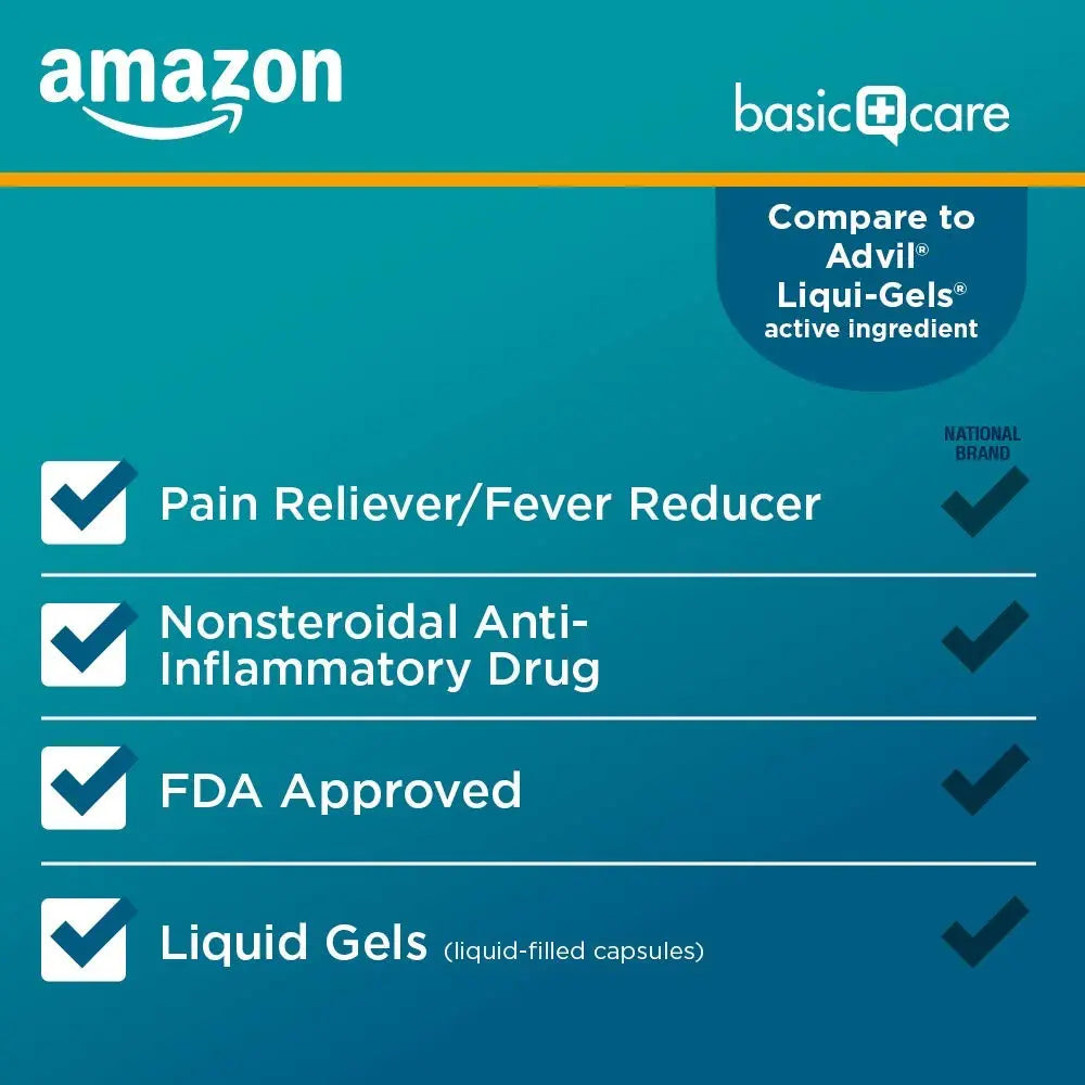 Basic Care Ibuprofen Liquid Gels, 160 Count Amazon Basic Care uk supplements