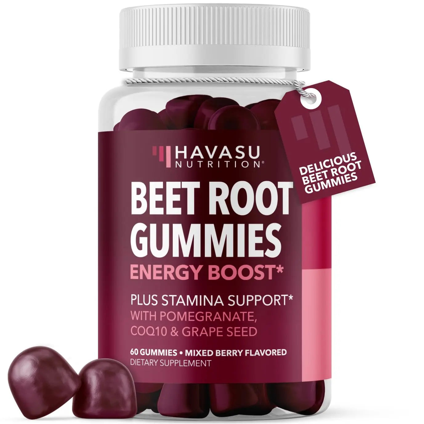 Beet Root Gummies with COQ10 & Pomegranate - Nitric Oxide Supplement for Men and Women - Beetroot for Endurance, Performance, Recovery - Vegan, Non-GMO, Gluten Free HAVASU NUTRITION uk supplements