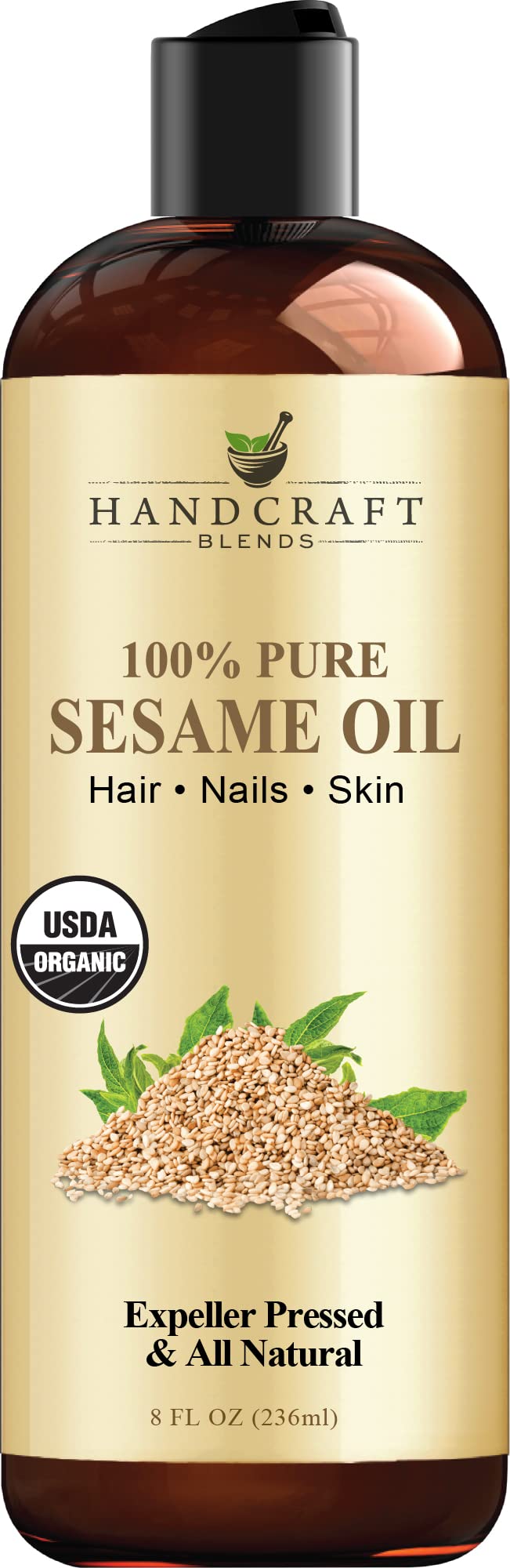 Handcraft Blends Organic Sesame Oil for Skin and Hair 8 oz - 100% Pure and Natural - Premium Handcraft Blends uk supplements