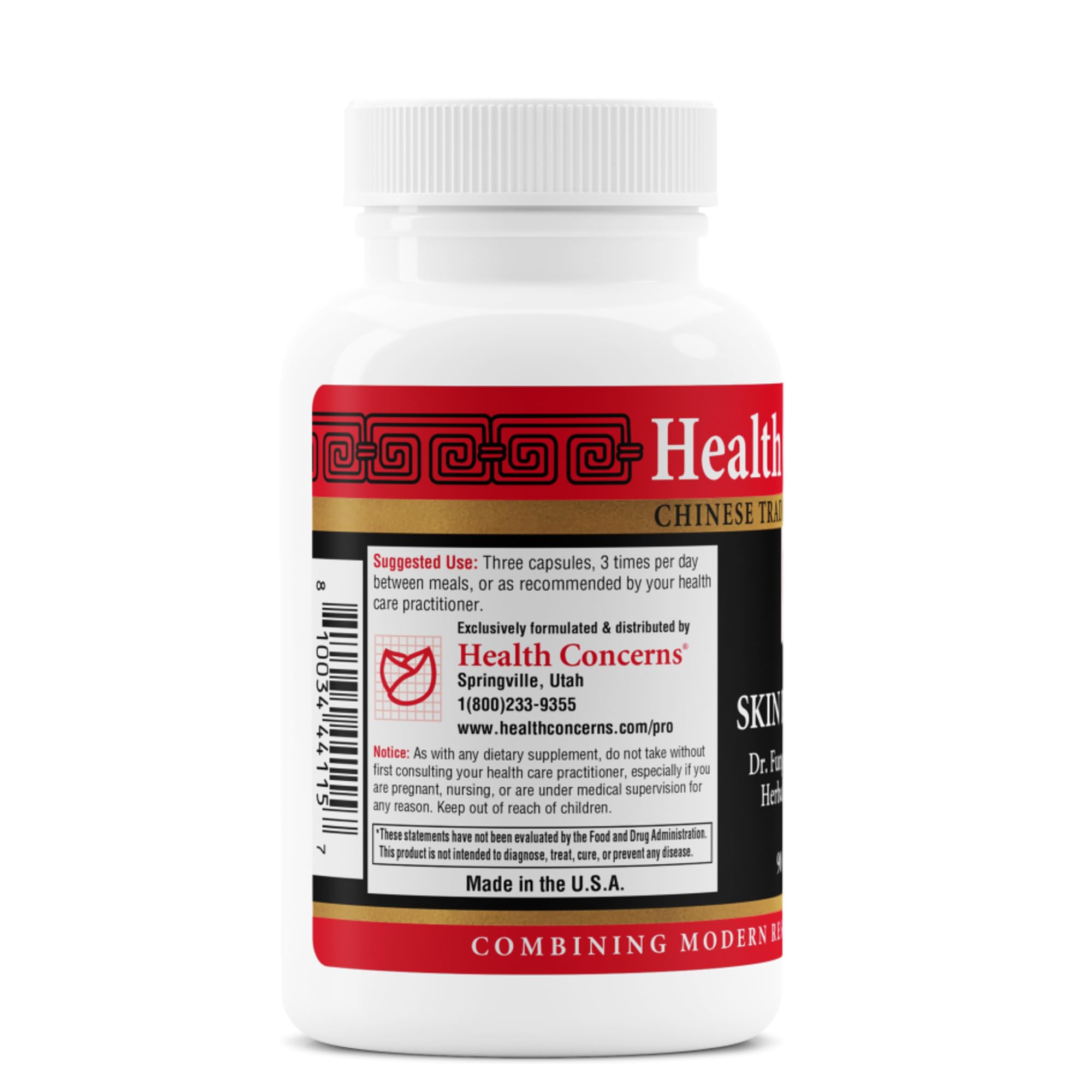 Health Concerns Skin Balance – Herbal Supplement for Skin Support, Itching Relief, & Circulation – Chinese Herbal Supplements for Men & Women – Skullcap, Dong Quai, Coptis Root - 90 Capsules Health Concerns uk supplements