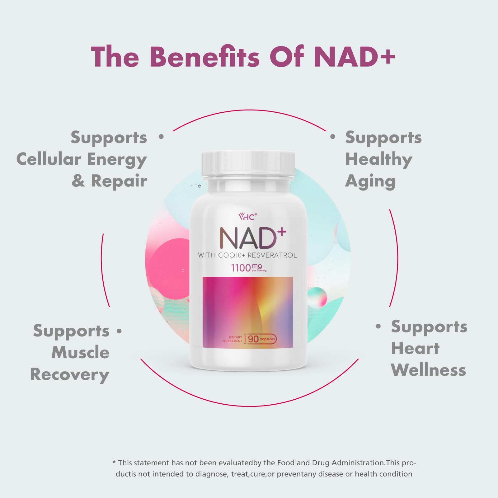 VHC NAD+ Supplement, NMN Alternative Liposomes with CoQ10, Trans-Resveratrol for Women & Men,Support Energy, Anti-Aging,Focus,90 Capsules VHC uk supplements