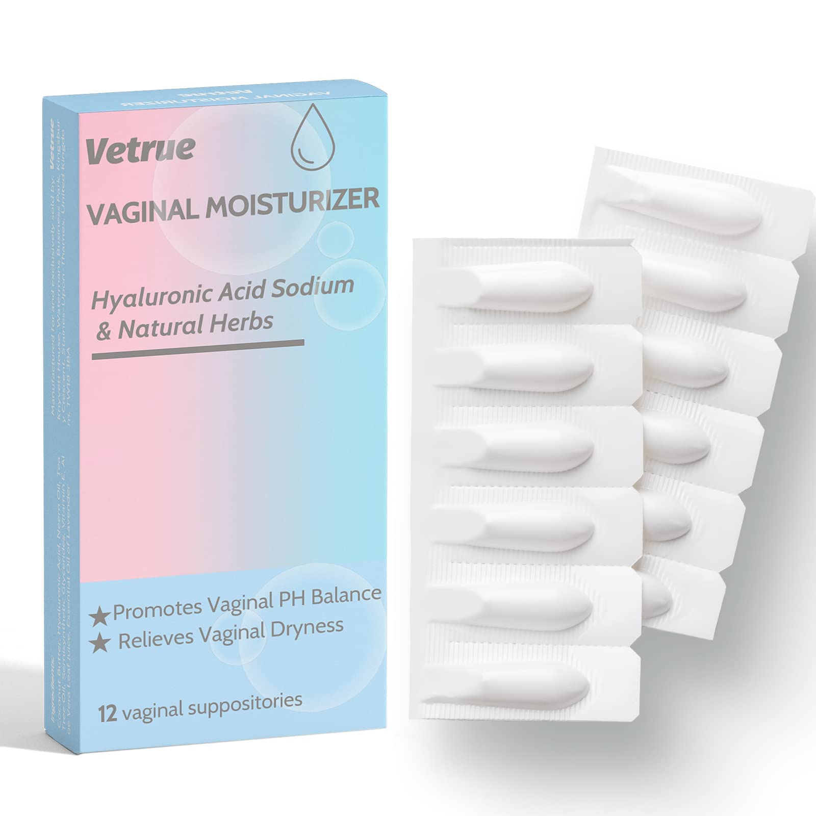 vetrue Intimate Moisturizer, Vaginal Suppository for Dryness & Discomfort, Feminine Long Lasting vetrue uk supplements