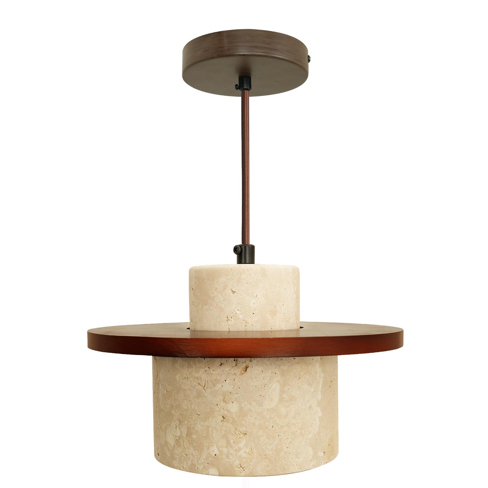 Nordic Pendant Light Natural Yellow Travertine Lamp Simple Wabi Sabi Lamp Suitable for Restaurant Bedside Kitchen Island Cafe Wood Pendant Light (Walnut Color) Generic uk supplements