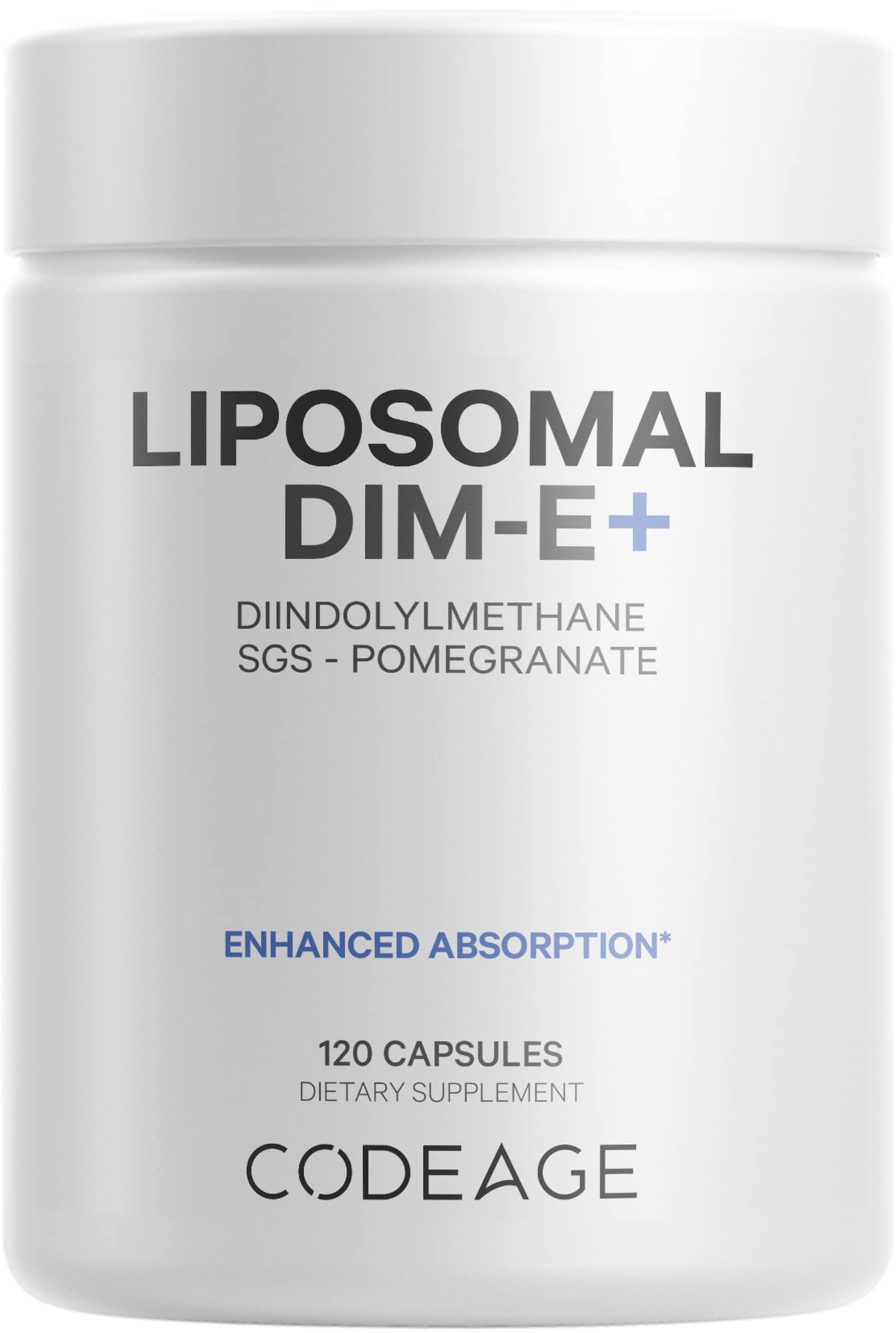 Codeage Liposomal DIM Supplement - 4 Months Supply of DIM Vitamins and SGS, Pomegranate, Broccoli, Vitamin E Isomers Tocopherols Alpha Beta Gamma Delta - Liposomal Formula - Gluten-Free - 120 Capsules Codeage uk supplements