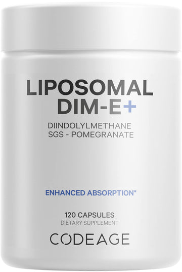 Codeage Liposomal DIM Supplement - 4 Months Supply of DIM Vitamins and SGS, Pomegranate, Broccoli, Vitamin E Isomers Tocopherols Alpha Beta Gamma Delta - Liposomal Formula - Gluten-Free - 120 Capsules Codeage uk supplements