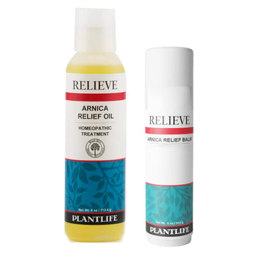 Plantlife Arnica Relieve Oil and Balm Bundle - Relieve Products are a Homeopathic Solution for Everyday Use - Works Quickly and Effectively - Made in California Plantlife uk supplements