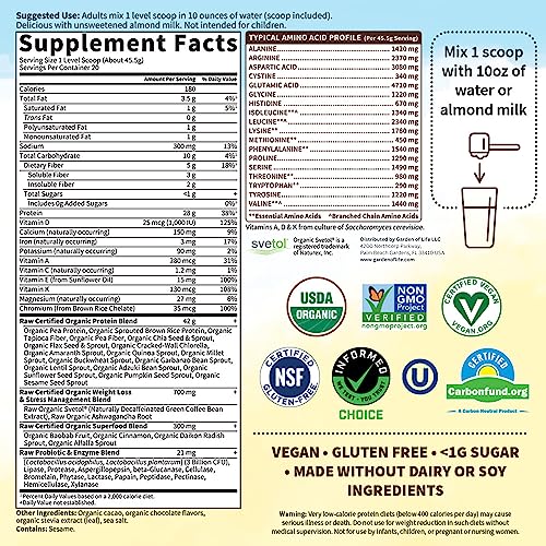 Garden of Life Raw Organic Fit Vegan Protein Powder Chocolate, 28g Plant Based Protein Garden of Life uk supplements