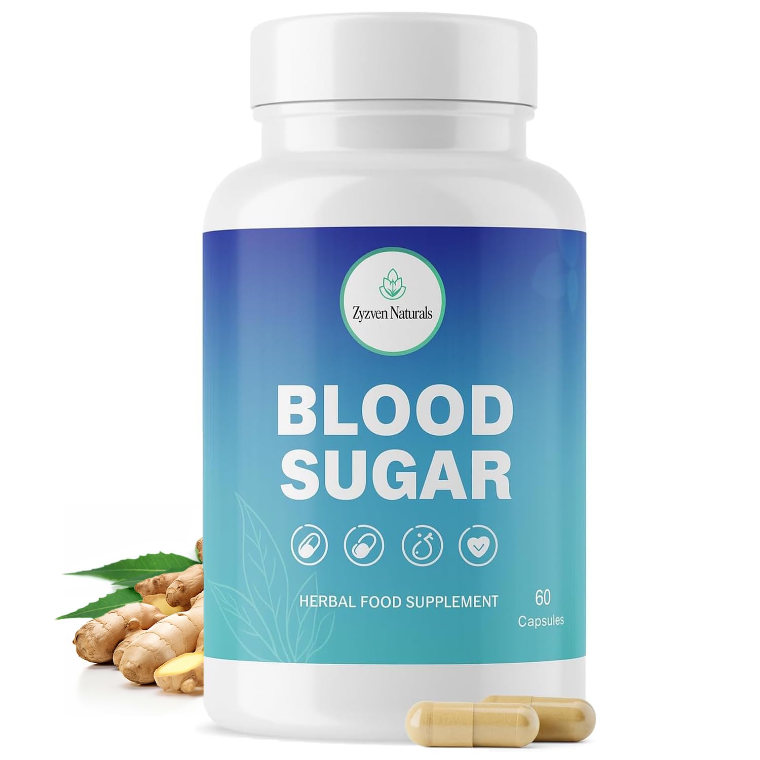 Zyzven Naturals Blood Sugar Support Supplement – 60 Vegan Capsules | Herbal Supplement with Moringa, Cinnamon, Ginger, Neem & Fenugreek | Plant-Based Wellness Supplement - Serving: 2 Capsules/Day Zyzven Naturals uk supplements