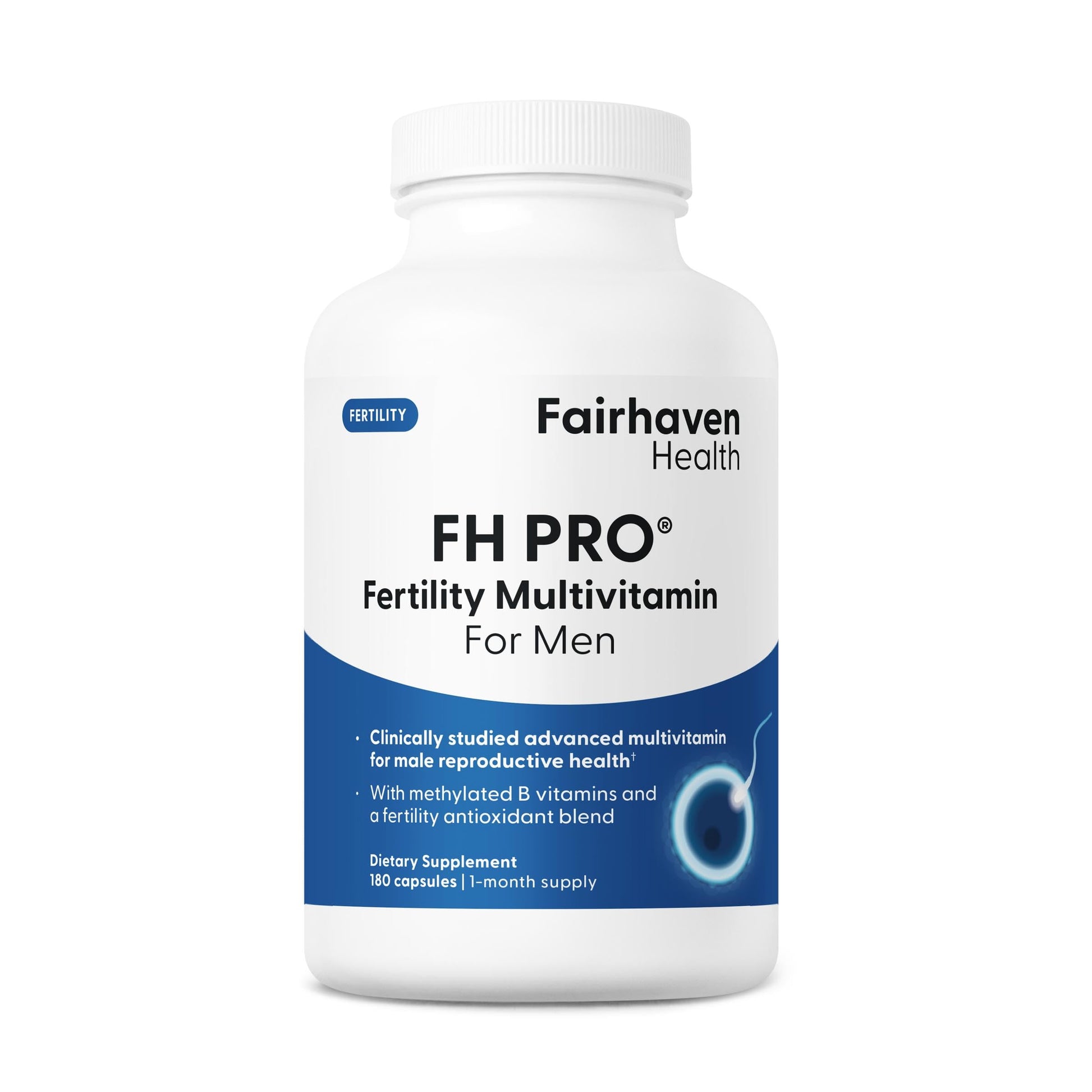 Fairhaven Health FH Pro for Men | Clinically Studied Premium Prenatal Fertility Supplements for Men | Male Fertility Supplements | Count and Motility Support Pre-Conception for Him | 180 Capsules Fairhaven Health uk supplements