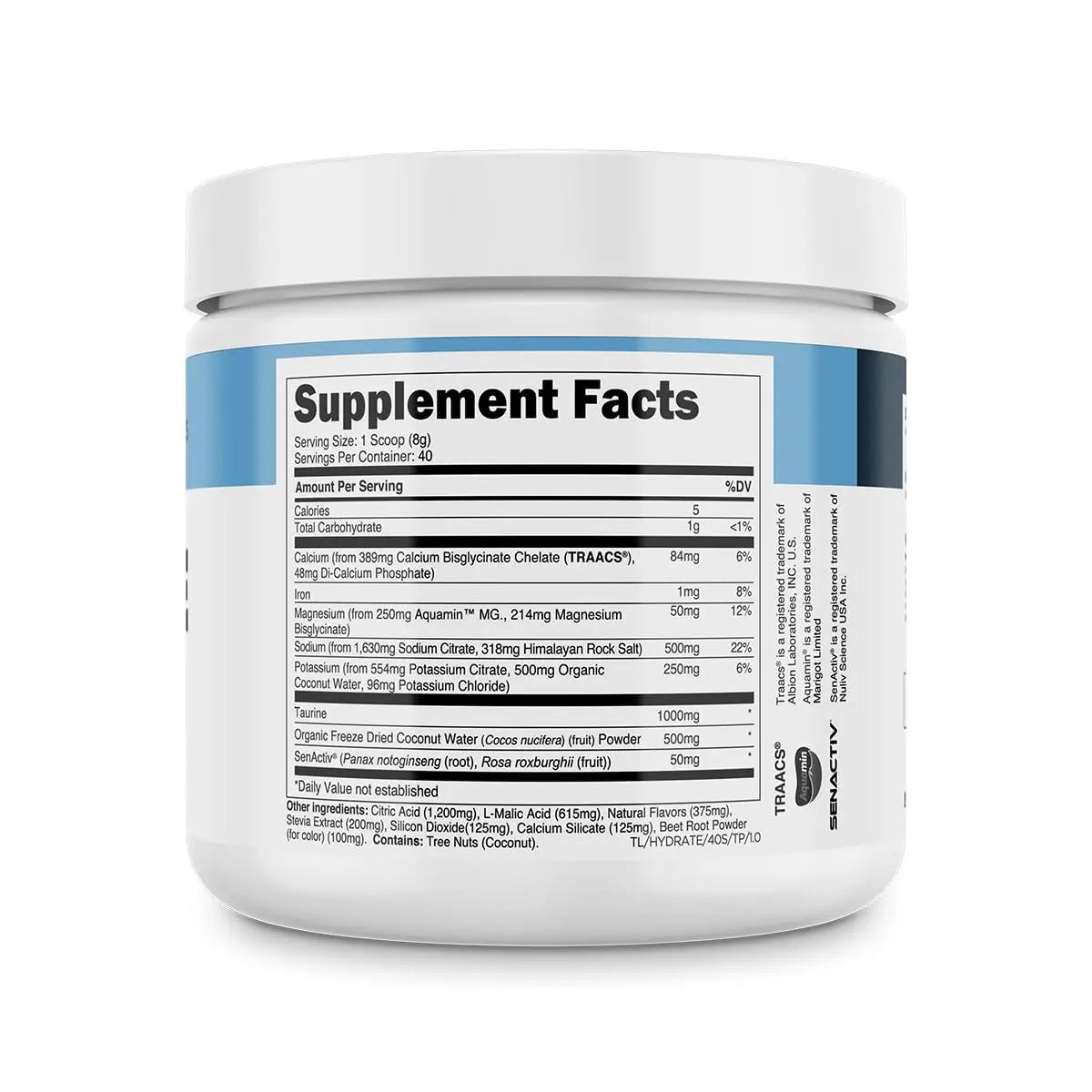 Transparent Labs Hydrate Naturally Sweetened Electrolytes Powder - Hydration Powder Electrolytes with Coconut Water, Calcium, Taurine, & Potassium Transparent Labs uk supplements