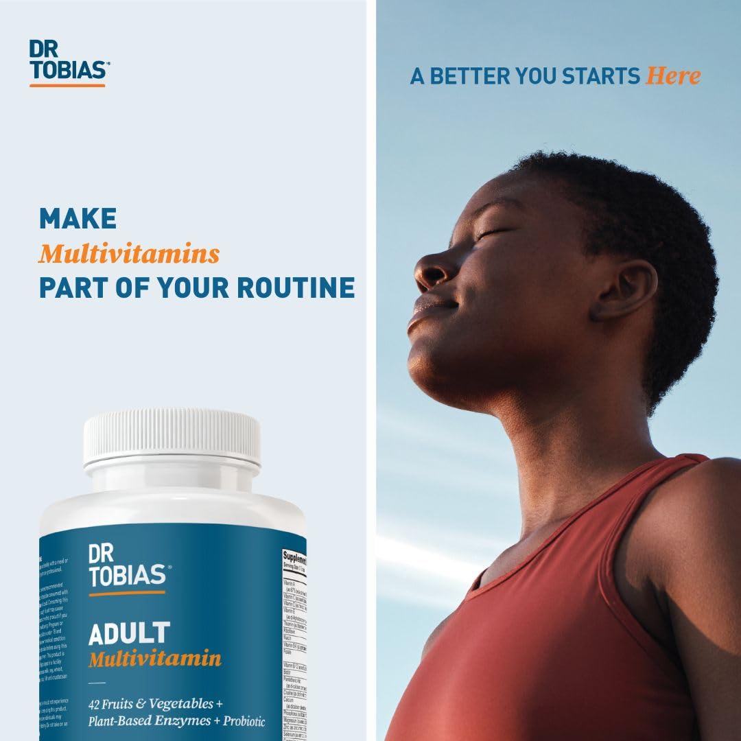 Dr. Tobias Adult Multivitamin for Women & Men, Immune Supporting Vitamins from 42 Fruits, Vegetables, Plus Probiotics, Vegan Multivitamins Dr. Tobias uk supplements