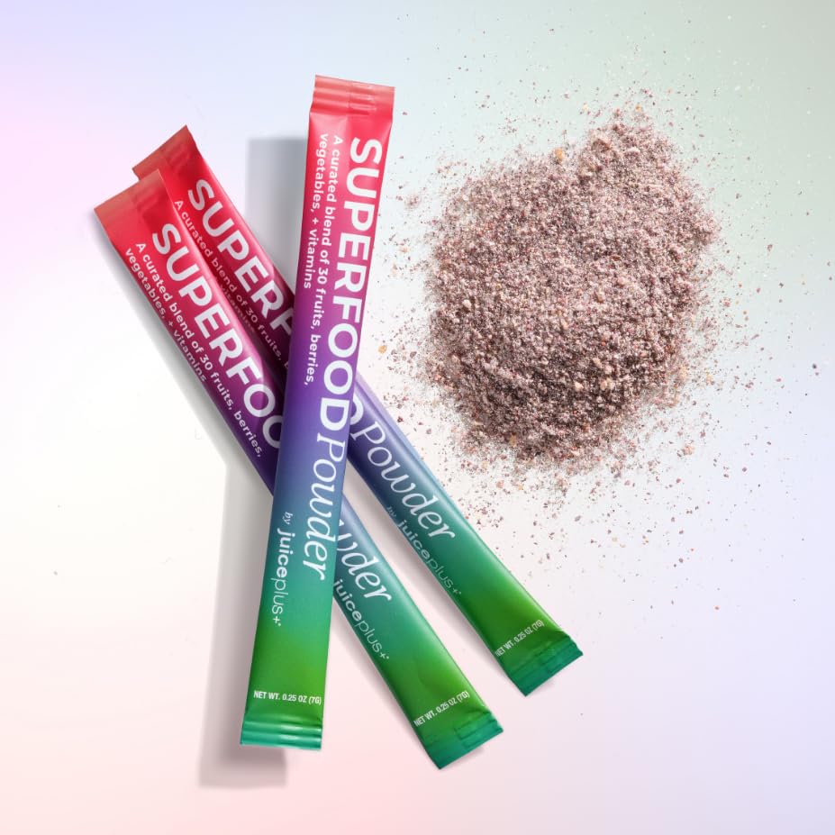 Juice Plus+ - Superfood Powder - Drink with 30 Fruits Berries Veggies Plant Vitamins for Refreshing Immune Wellness Boost - 30 Stick Packs Juice Plus+ uk supplements