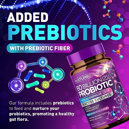80 Billion CFU Probiotic - Daily Digestive Gut Health Supplement for Men & Women Built by Nature uk supplements