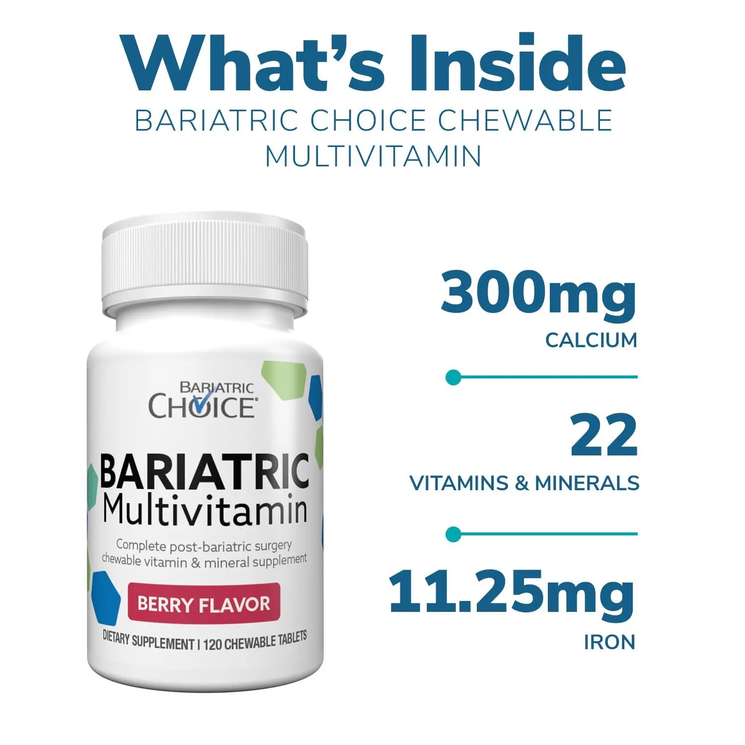 Bariatric Choice My Bariatric Chewable Multivitamin with Iron & 300mg Calcium, Berry (120ct) Bariatric Choice uk supplements