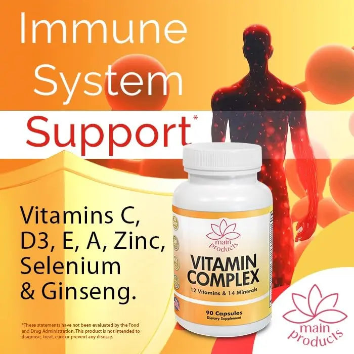 Vitamin Complex Multivitamins and Multiminerals - 12 Vitamins and 14 Minerals, Vitamin A C D3 E B1 B2 B3 B5 B6 B9 B12 H and Minerals Main Products uk supplements
