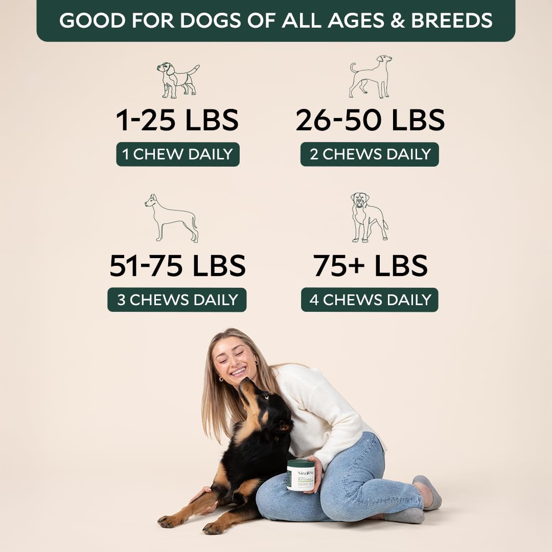 Nira Pet Probiotics for Dogs – 60 Beef-Flavored Chews with Postbiotics, Colostrum, Ashwagandha & Lactobacillus – Supports Gut Health, Immunity, Diarrhea, Gas & Stress Nira Pet uk supplements