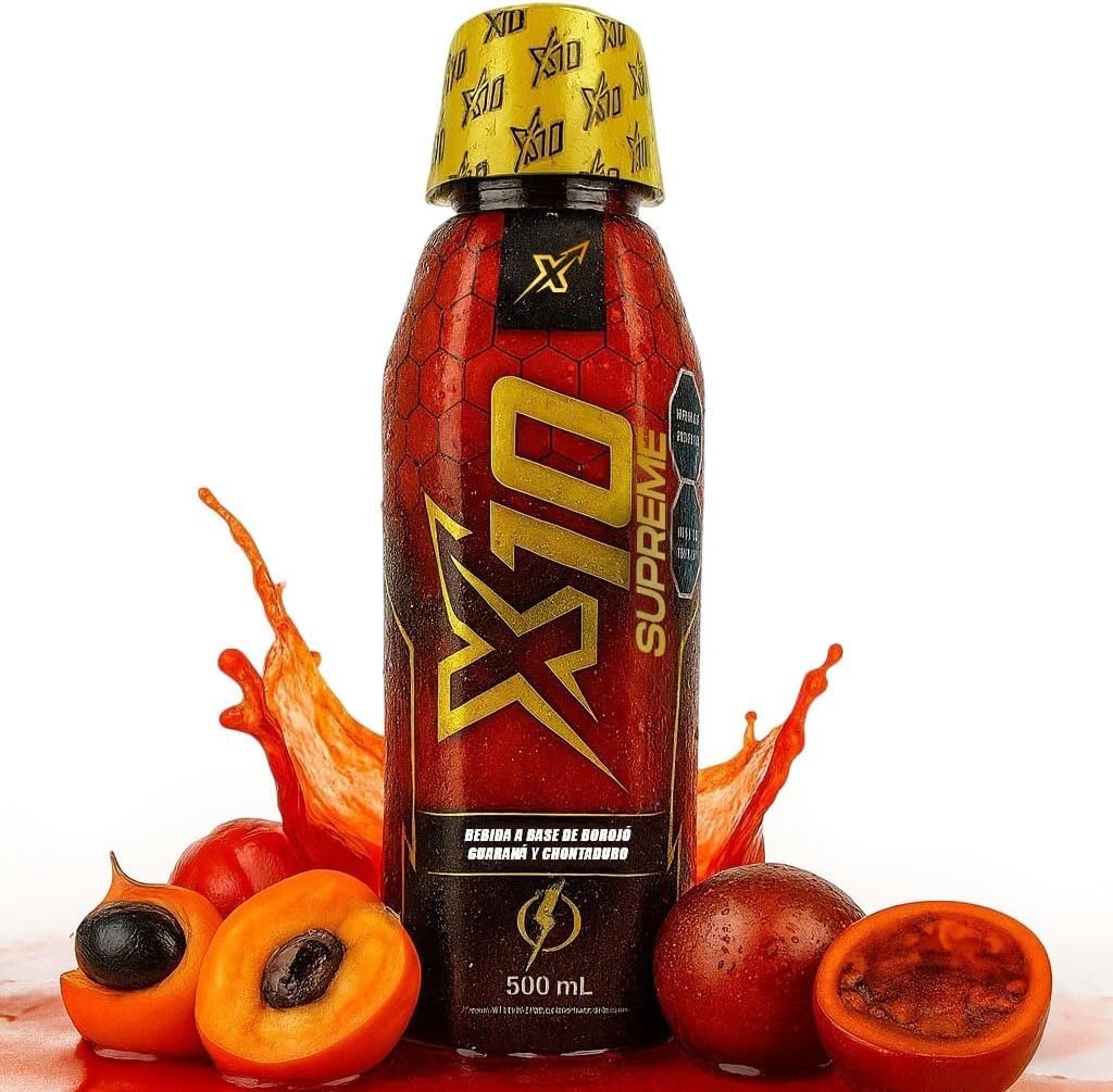 X10 Supreme Liquid 500 ML Natural Supplement (Similar Results as vitafer..Gold) - Chontaduro, Guarana, and Borojó Blend | 500 ML | Plant-Based Energy Support for Vitality X10 uk supplements