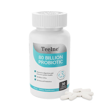 Teelne Probiotics 80 Billion CFU - 10 strains, Prebiotic+ Probiotics Support Digestive & Gut Health, Bloating & Constipation Relief, 30 Capsules (30-Day Supply) Teelne uk supplements