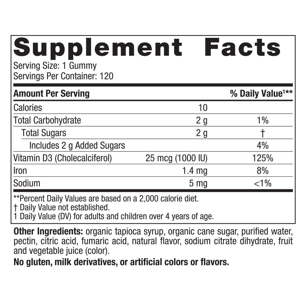 Nordic Naturals Vitamin D3 Gummies, Wild Berry - 120 Gummies - 1000 IU Vitamin D3, 1.4 mg Iron - Great Taste - Healthy Bones, Mood & Immune System Function - Non-GMO - 120 Servings Nordic Naturals uk supplements
