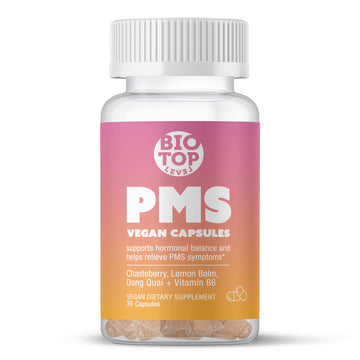 BIOTOPLEVEL PMS Support Supplement for Women & PMS Relief, Hormone Balance & Menstrual Period Relief for Cramps, Bloating & Mood Swings with Chasteberry, Vitamin B6, Lemon Balm, Dong Quai, 30 Count BIOTOPLEVEL uk supplements