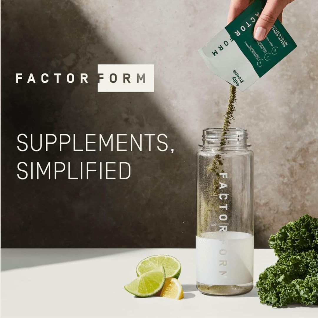 FACTOR FORM Daily Greens Superfood Powder | 5 Functional Blends for Gut Health, Energy & Immunity | Prebiotics, Probiotics, Adaptogens, B Vitamins (7 Servings, Individual Packets) FACTOR FORM uk supplements
