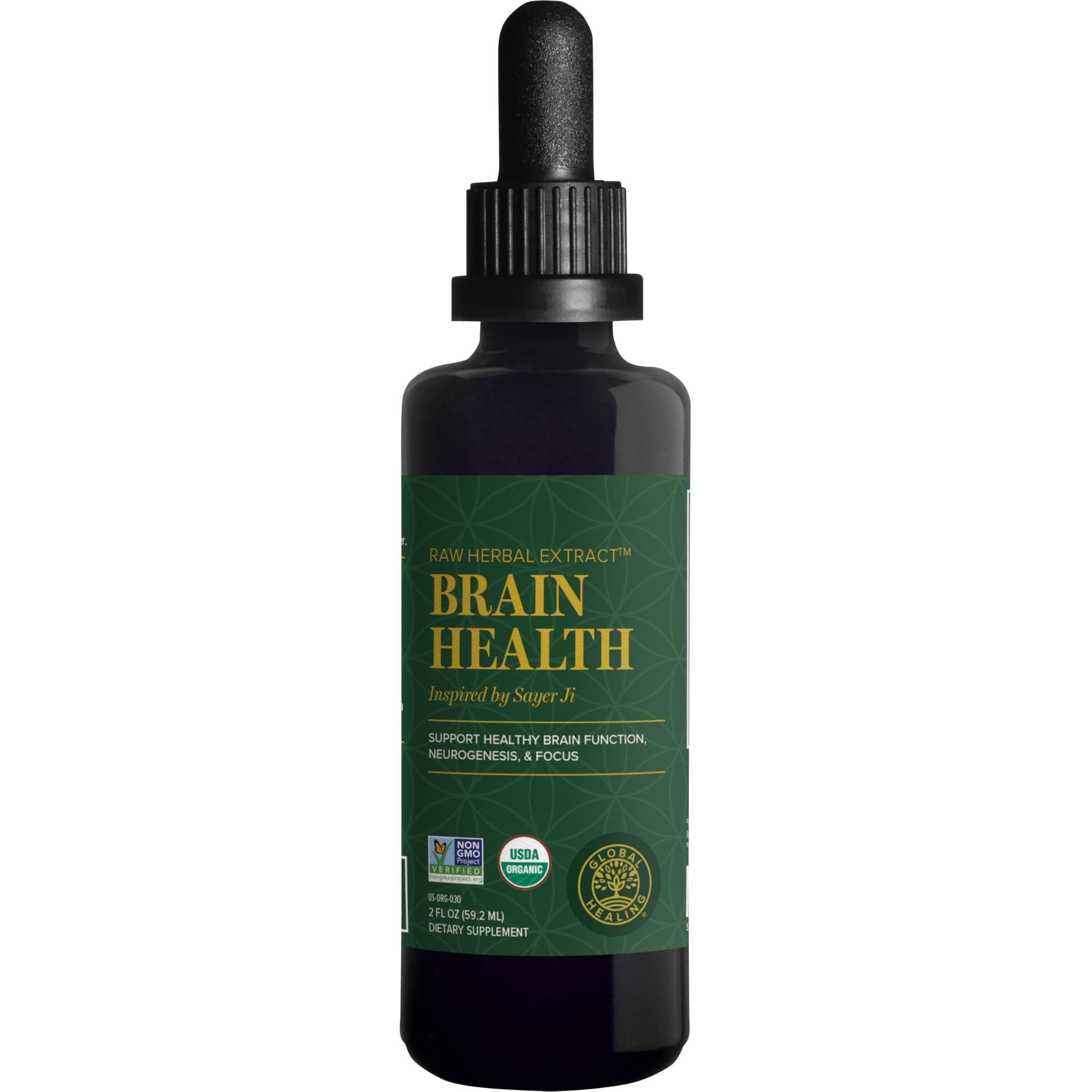 Global Healing Center Brain Health - USDA Organic Brain Supplements for Memory & Focus - Nootropics Supplement to Combat Mental Fog, Advanced Focus Factor for Adults Extra Strength - 2 Fl Oz Global Healing Center uk supplements