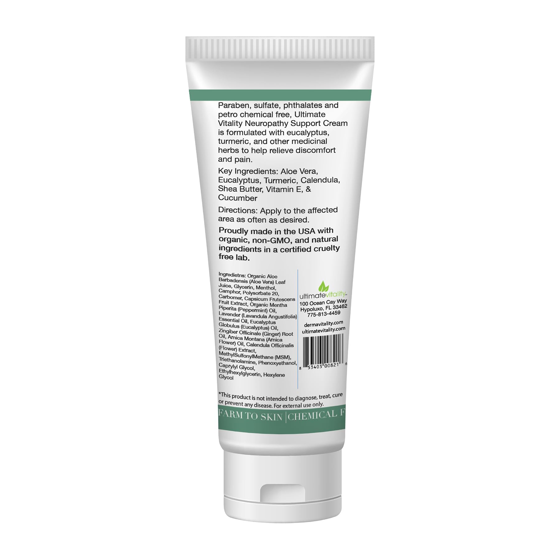 UltimateVitality Neuropathy Support Cream – Natural Organic Cream for Feet, Hands, Legs, Toes Includes Arnica, Capsicum Frutescens Fruit Extract, Peppermint a Ginger - 6 Ounces UltimateVitality uk supplements