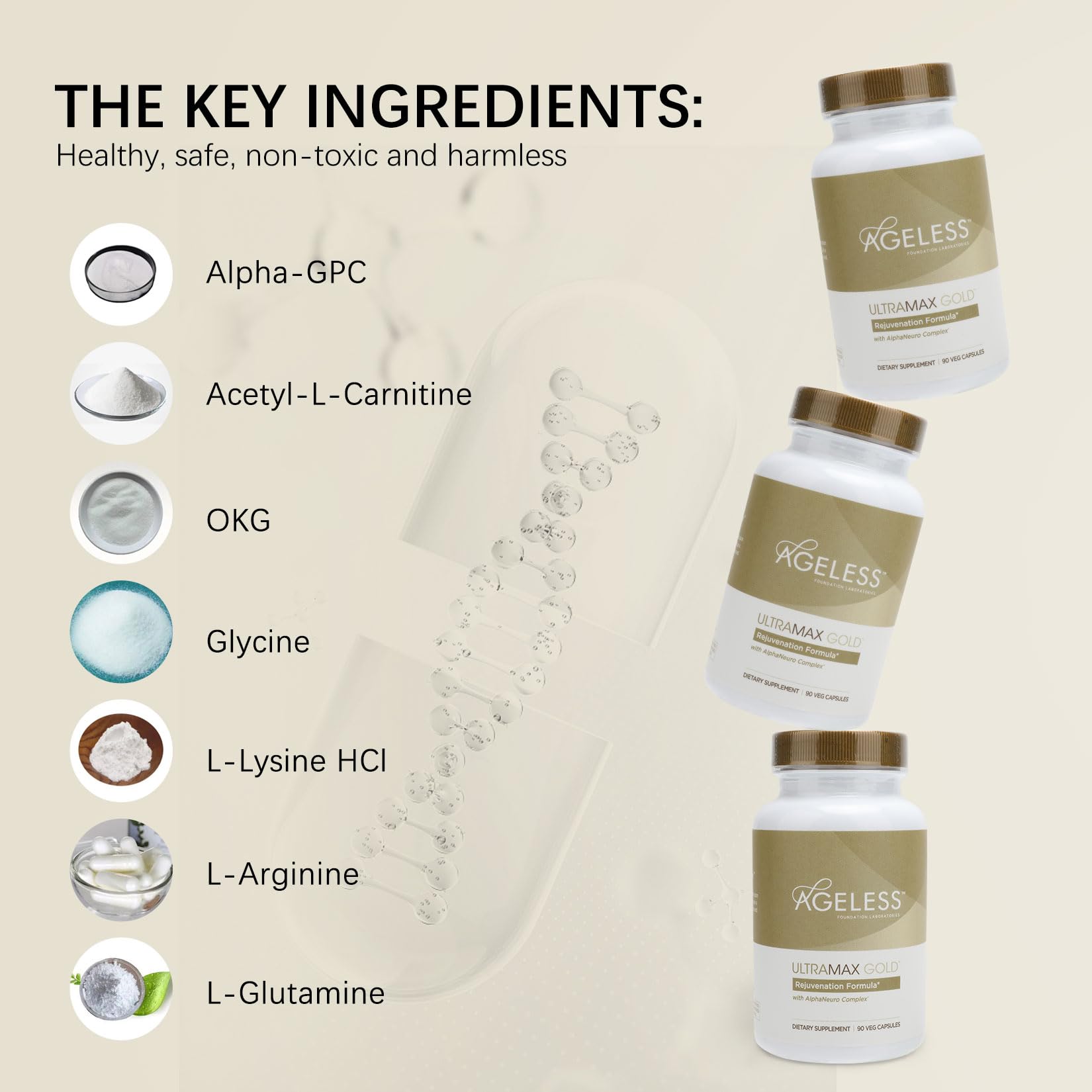 AGELESS™: UltraMAX Gold™ Capsules, HGH Anti-Aging Supplement for Women, Slows Ageless Foundation Laboratories uk supplements