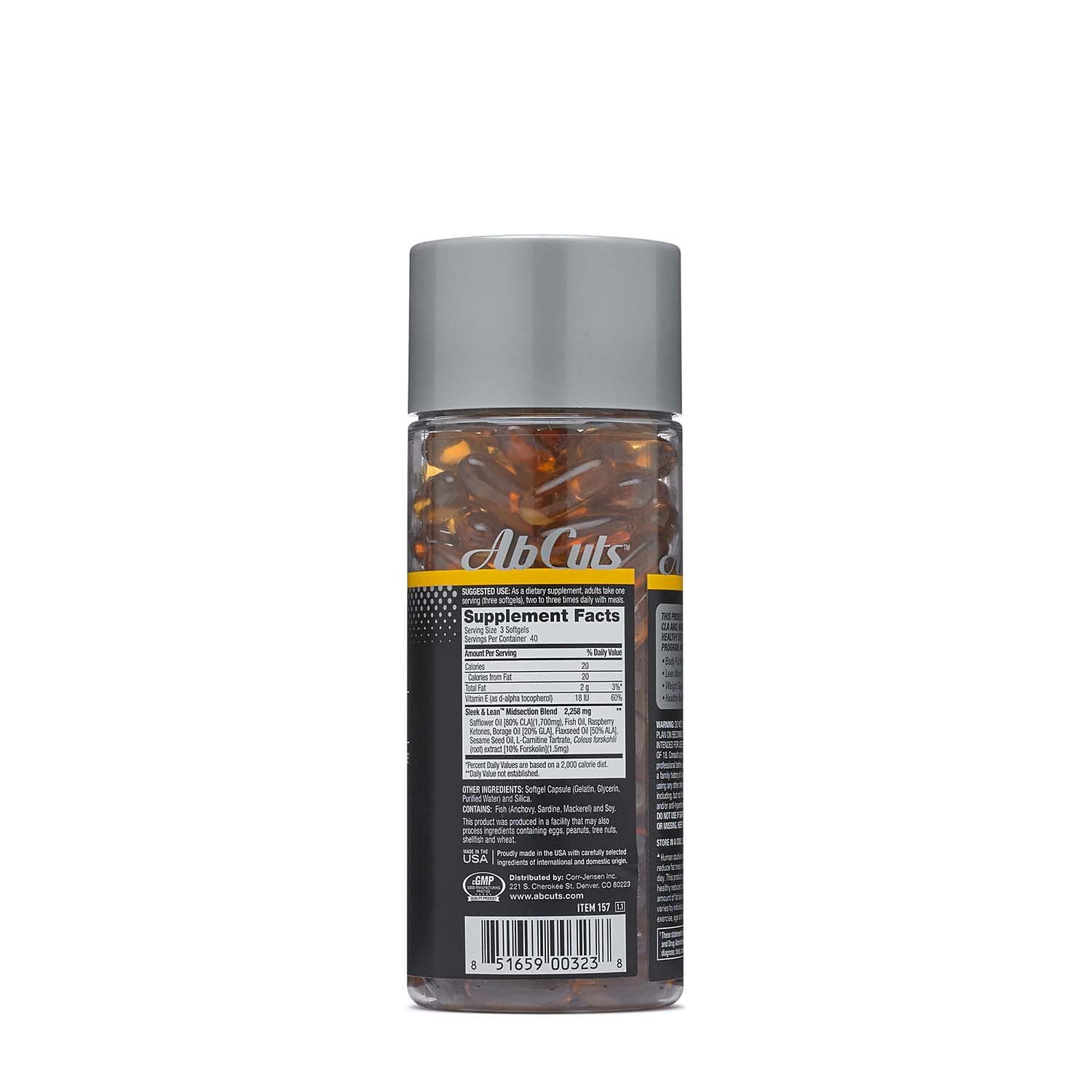 AbCuts Sleek and Lean - 120 Easy-to-Swallow Softgels - CLA Supplement, Fish Oil AbCuts uk supplements