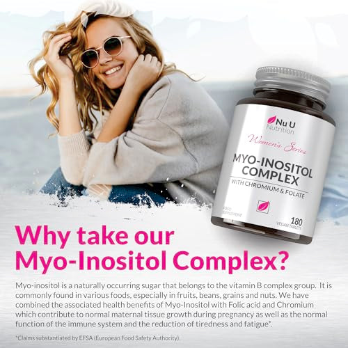 Myo-Inositol Complex 4000mg - 180 Vegan Tablets, 6 Weeks Supply - with 200ug Folate Nu U Nutrition uk supplements