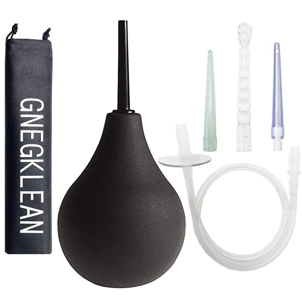 GNEGKLEAN Black Silicone Enema Bulb Kit 7.6oz Clean Anal Douche for Men Women with 19.7in GNEGKLEAN uk supplements