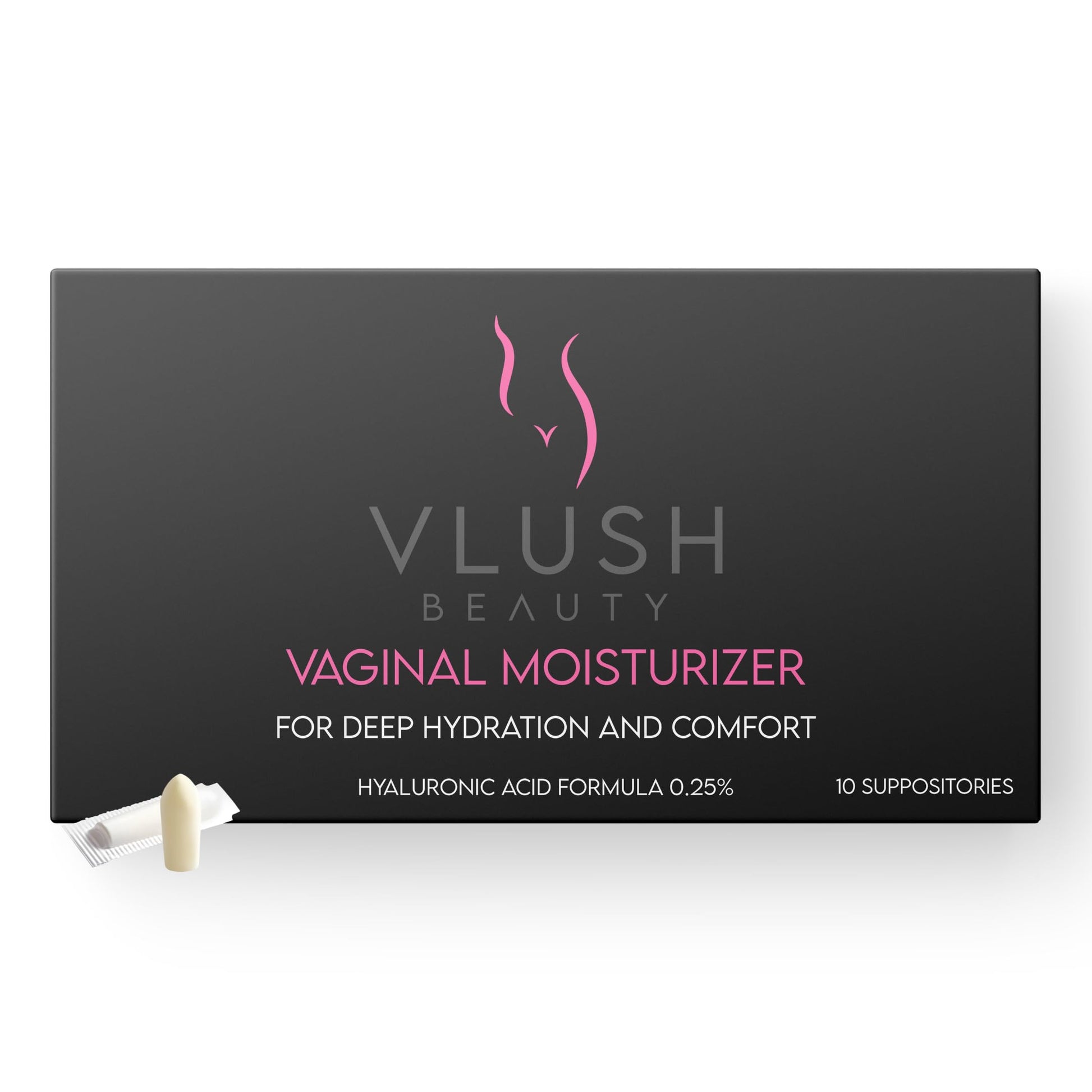 VLUSH Vaginal Moisturizer Suppositories - Deep Hydration with Hyaluronic Acid for Vaginal Dryness, Menopause Support & Daily Comfort, Made in FDA Registered Facility - Hormone-Free (10 Count) VLUSH uk supplements